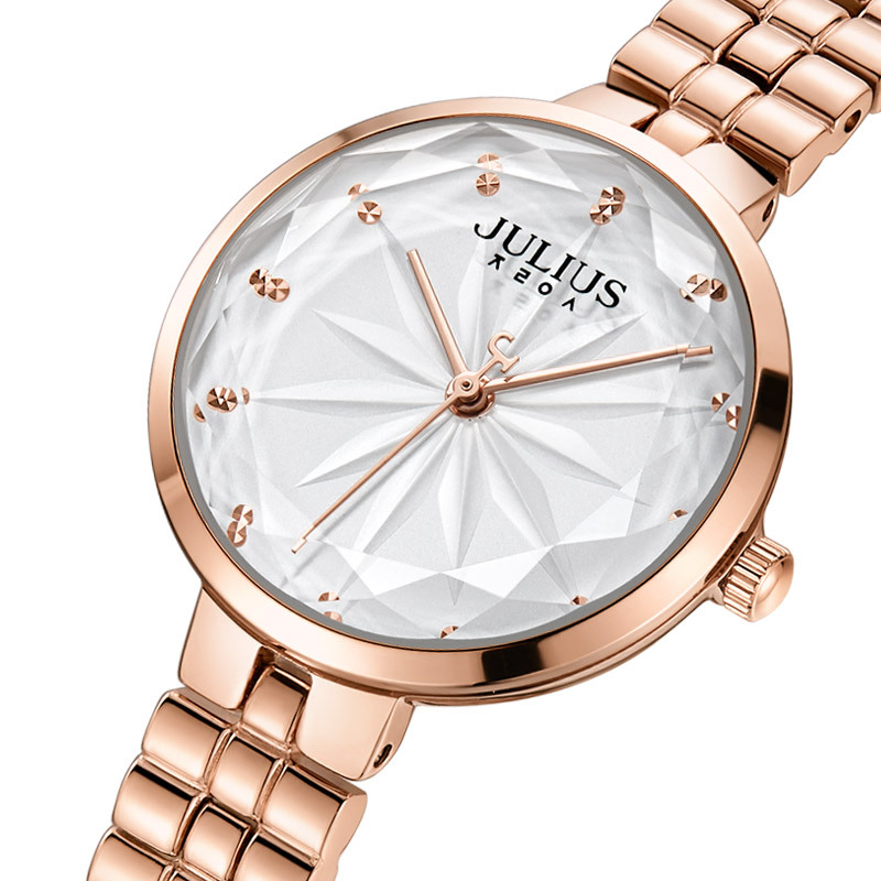 JULIUS JA-1278 steel band cut glass sunflower dial exquisite waterproof Ladies' watch details Picture