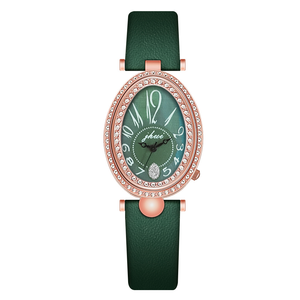 The live-streaming room's popular and creative women's leather strap watch, an oval-shaped retro and elegant women's watch, is simple and elegant Application Scenario