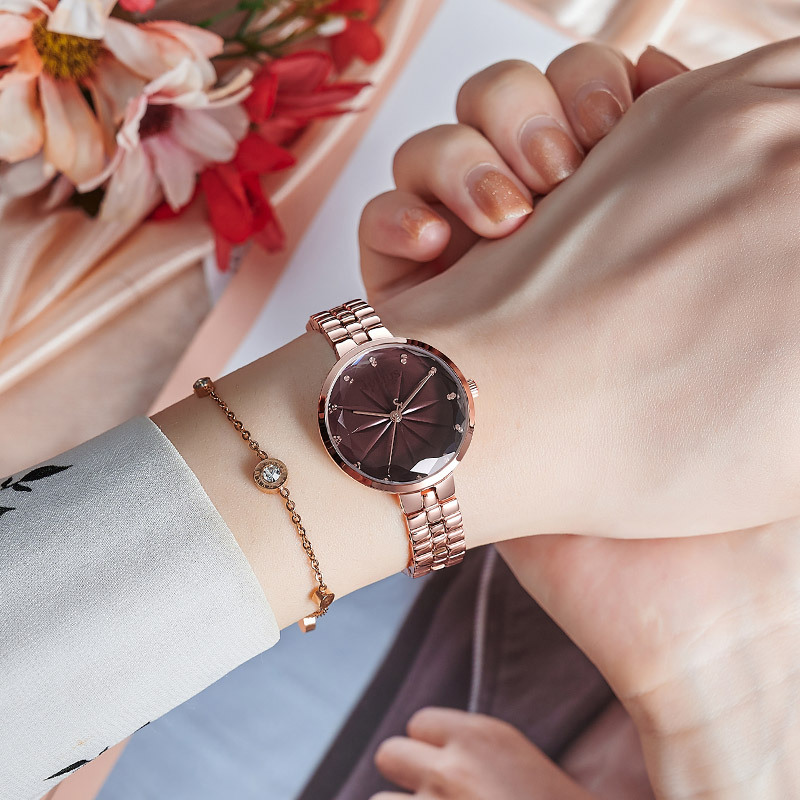JULIUS JA-1278 steel band cut glass sunflower dial exquisite waterproof Ladies' watch Item Picture