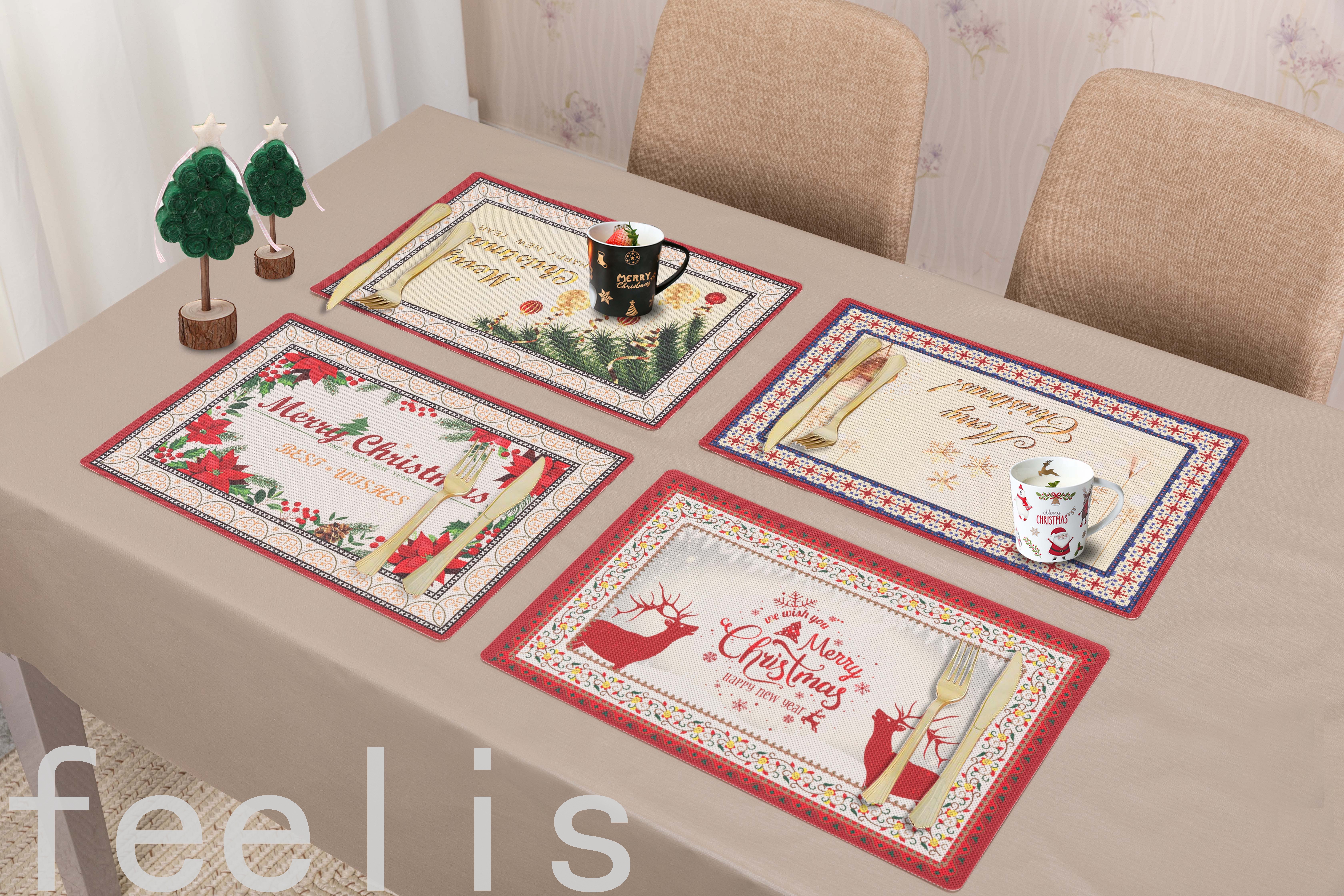 PVC印花圣诞餐垫桌垫防滑垫餐垫家用餐桌垫盘垫西餐垫