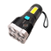 跨境2021新款四头强光手电USB充电便携式手电筒带COB侧灯聚光远射图