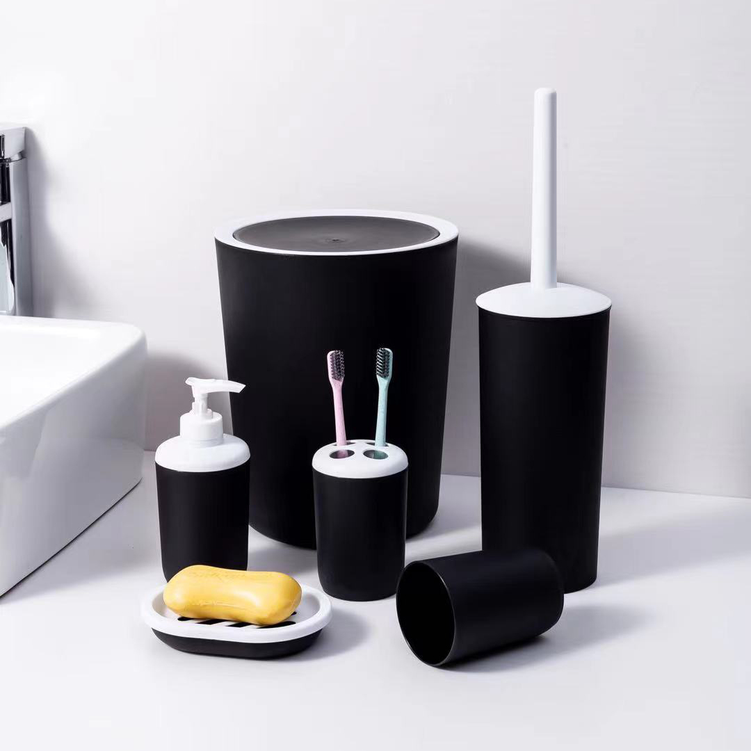 Plastic bathroom six-piece Nordic toiletries organizer Plastic supplies storage bin six-piece set