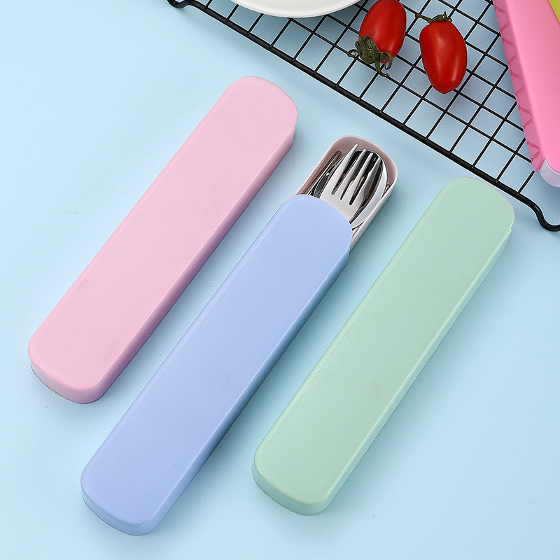 Advertising gift stainless steel tableware smiling face set, three-piece set of spoons, forks and chopsticks, customized tableware set for travel and outdoor activities Item Picture