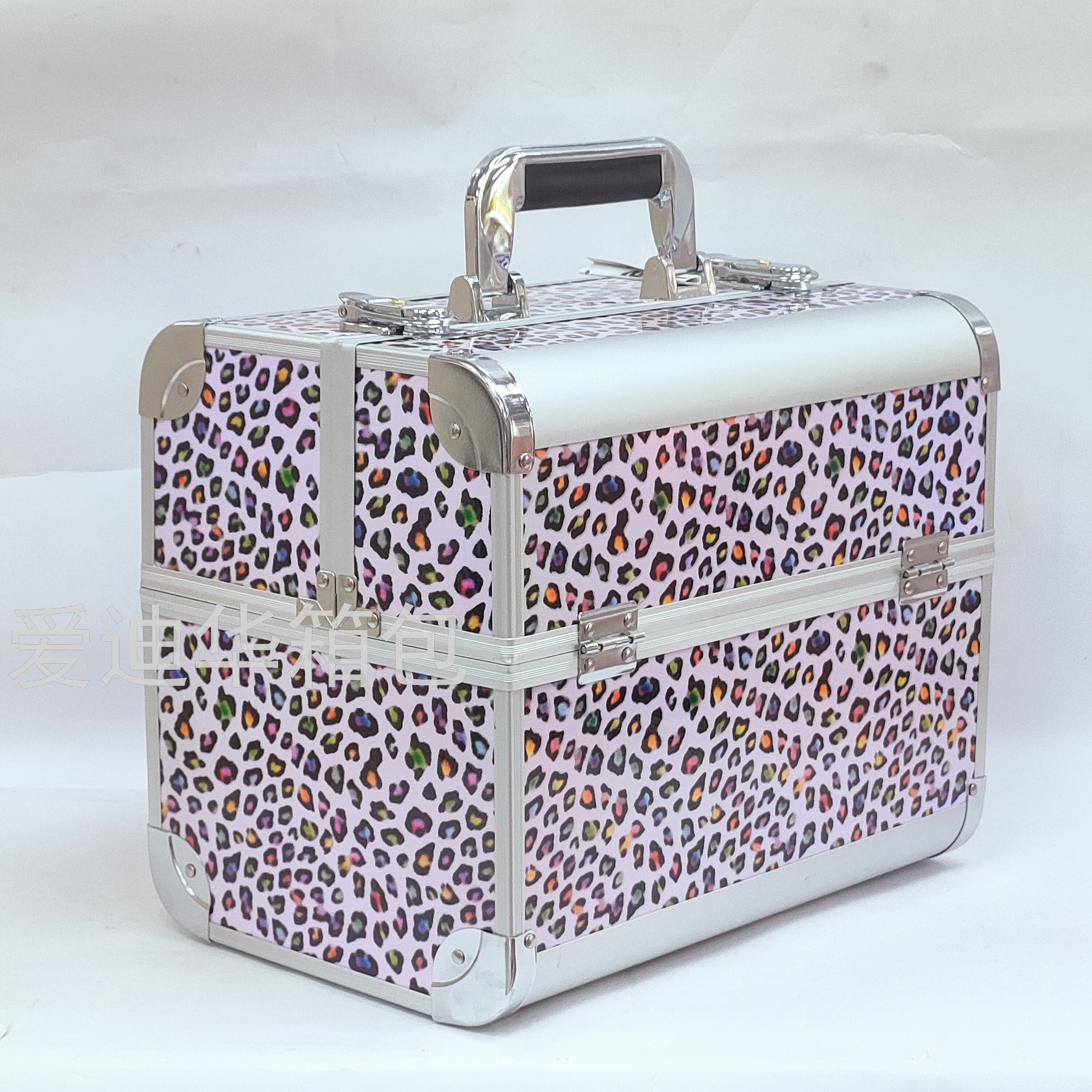 Adihua's 2021 new bestseller aluminum case with leopard print and large capacity, specially designed for makeup, nail art, tattoos and ear picking Item Picture
