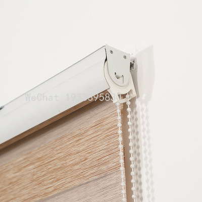 Soft gauze curtain roll curtain double shading lift office toilet kitchen waterproof roll-pull type perforation-free shutter curtain details Picture