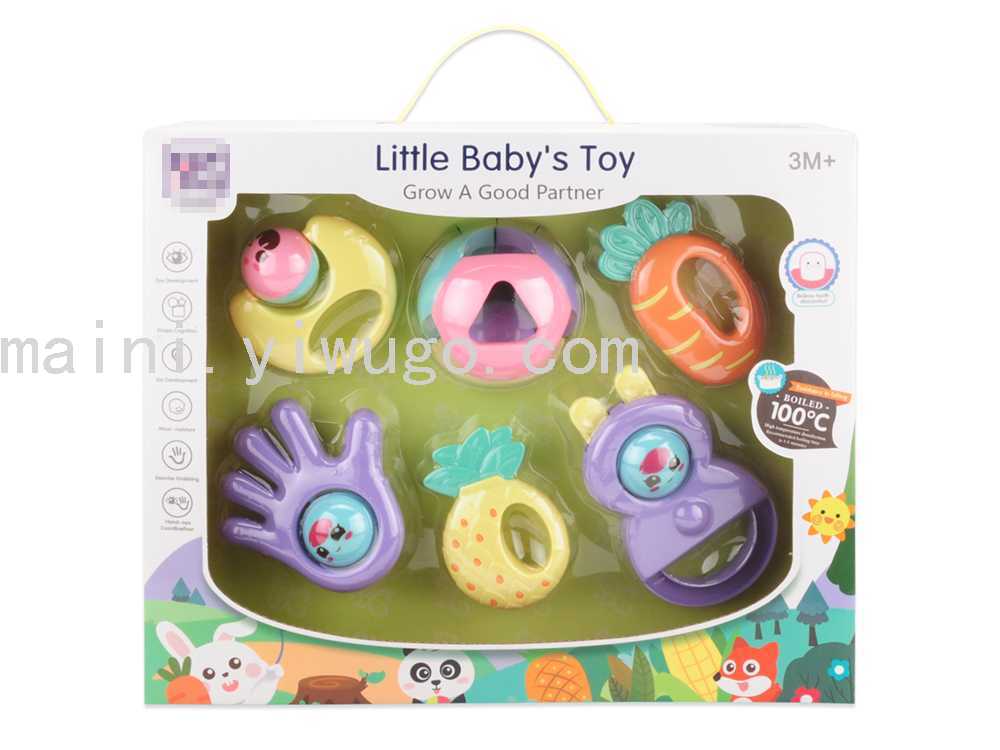 新生婴儿手摇铃玩具0-3-6-12个月早教益智抓握6只可水煮摇铃套装