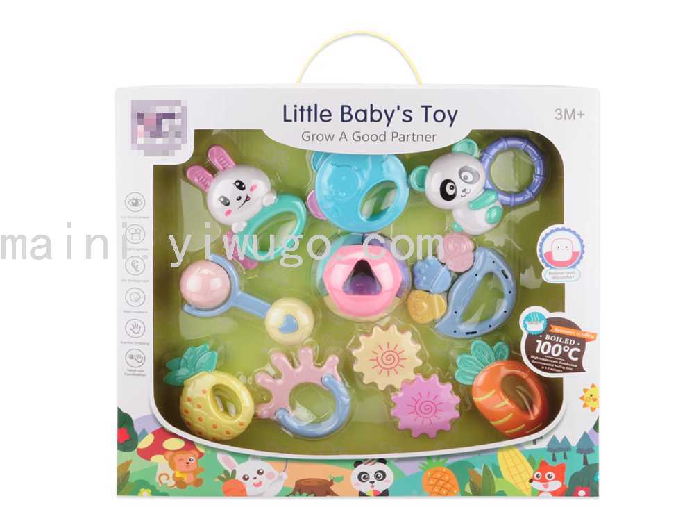 婴儿手摇铃玩具牙胶益智早教6到12新生宝宝10只可水煮摇铃套装