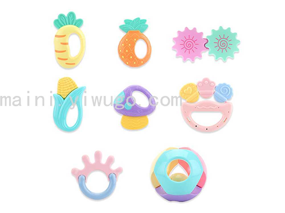 婴儿玩具0-1岁可水煮可咬牙胶 宝宝3-6-12个月新生男女小孩手摇铃
