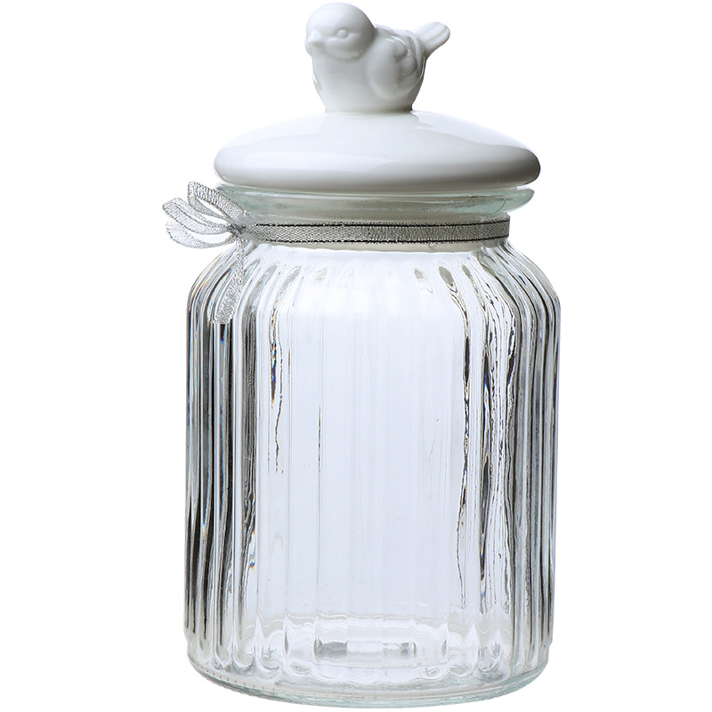 零食罐玻璃罐 带盖储物罐玻璃罐 零食玻璃储藏罐收纳详情图5