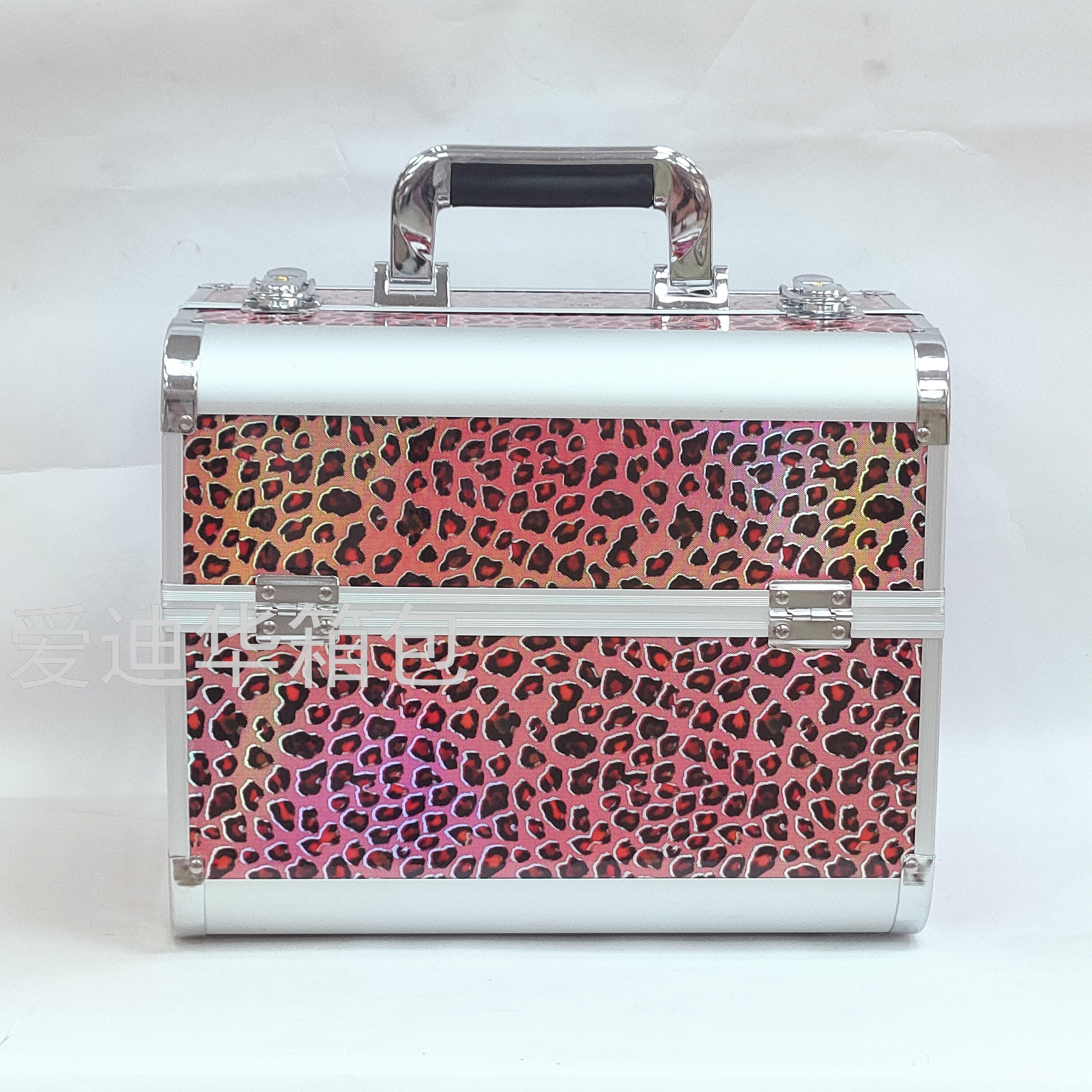 Adihua's 2021 new bestseller aluminum case with leopard print and large capacity, specially designed for makeup, nail art, tattoos and ear picking details Picture