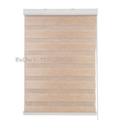 Soft gauze curtain roll curtain double shading lift office toilet kitchen waterproof roll-pull type perforation-free shutter curtain Item Picture