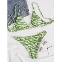 2021 Women's swimsuit stripe split swimsuit sexy bikini set