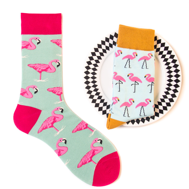Cross Border Tide Socks Men's Mid-Tube Socks Animal Leopard Print Abstract Painting Tide Brand Ins Adult Men's Pure Cotton Socks Manufacturers Wholesale Specification drawing