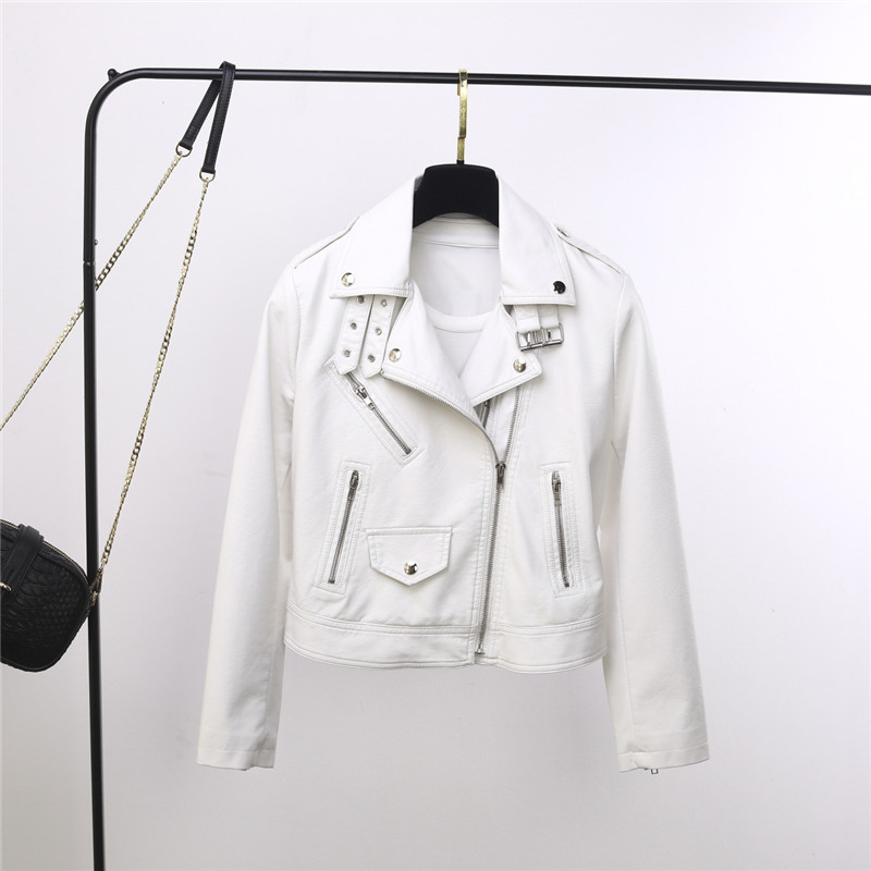 European Station Spring collection: New leather jacket for women, short lapel and button PU motorcycle jacket, small leather jacket, short coat Application Scenario