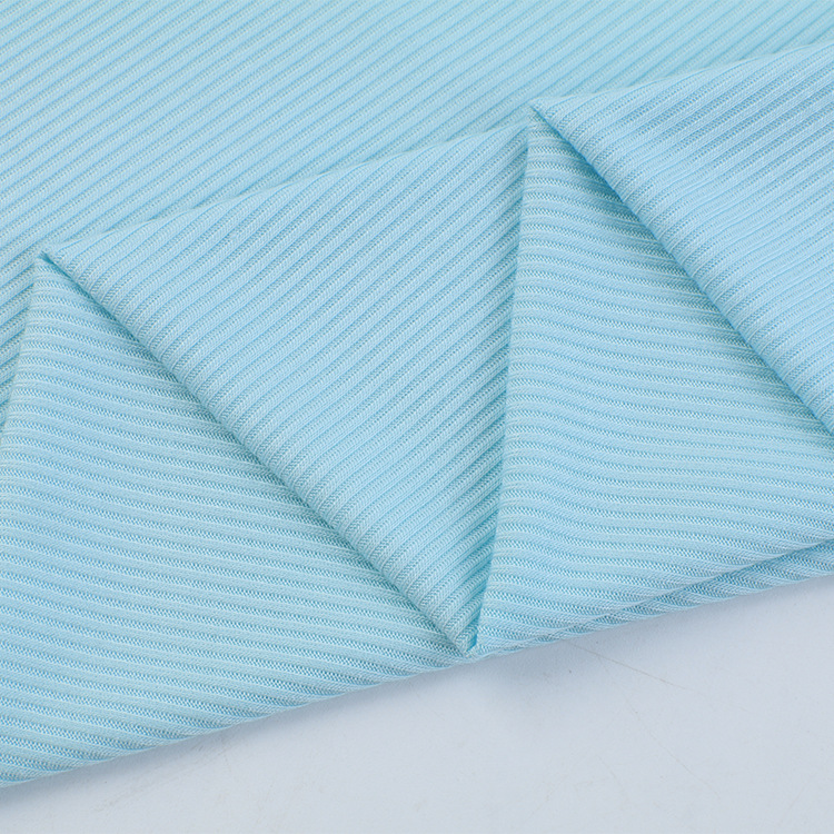 The manufacturer of corrugated ribbed fabric wholesals cotton knitted elastic threaded fabric as the base layer for spring and summer light T-shirts details Picture
