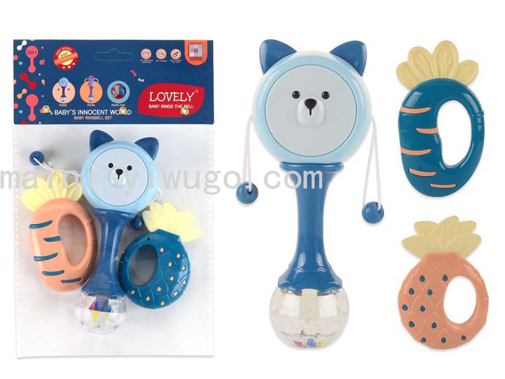 新生婴儿玩具拨浪鼓 可啃咬水煮软胶牙胶摇铃 宝宝手摇鼓儿童玩具