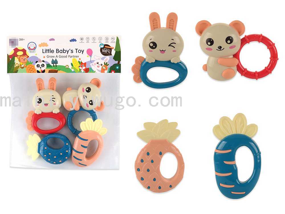 3-12月宝宝学爬行引导益智玩具可水煮牙胶新生婴幼儿宝宝手摇铃