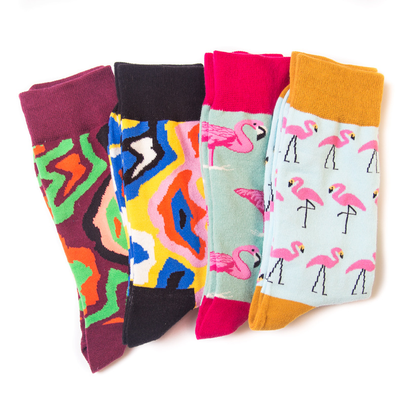 Cross Border Tide Socks Men's Mid-Tube Socks Animal Leopard Print Abstract Painting Tide Brand Ins Adult Men's Pure Cotton Socks Manufacturers Wholesale details Picture