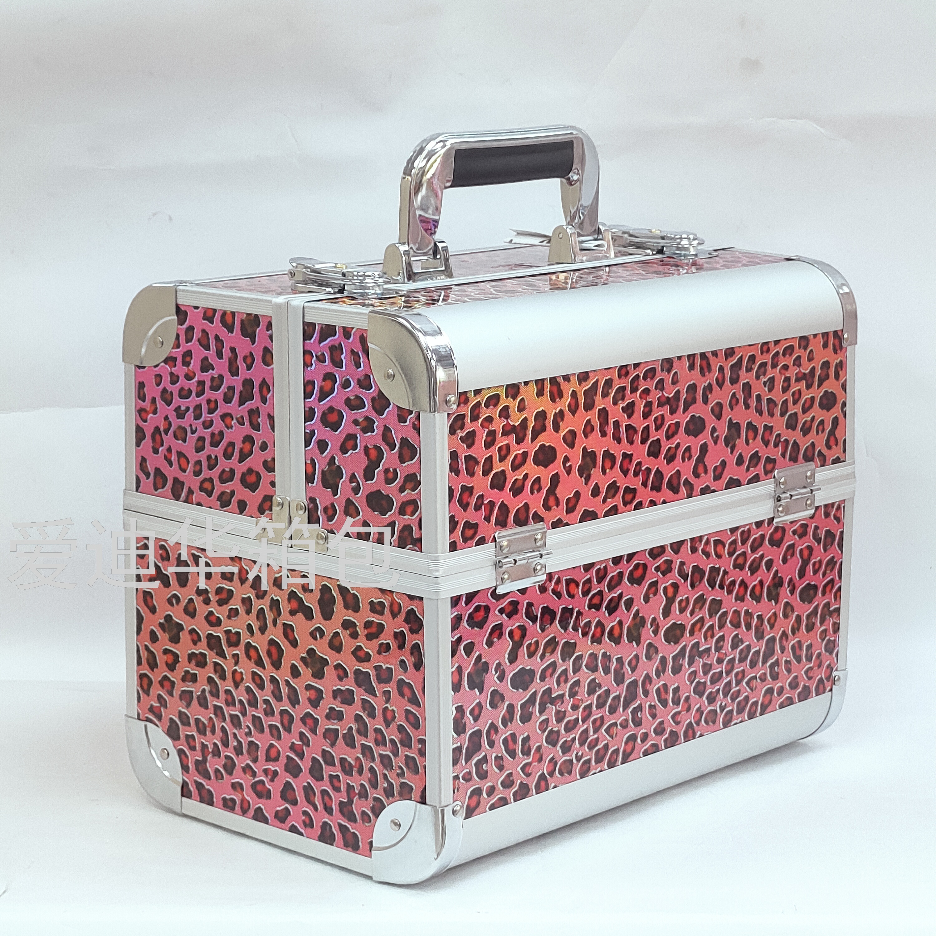 Adihua's 2021 new bestseller aluminum case with leopard print and large capacity, specially designed for makeup, nail art, tattoos and ear picking