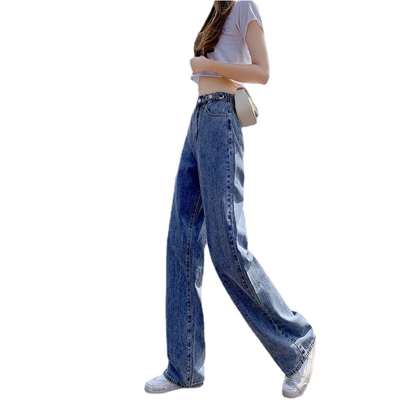 High-waisted wide-leg jeans for women, spring and autumn thin style, new loose drape, floor-hugging, slimming straight-leg pants Item Picture