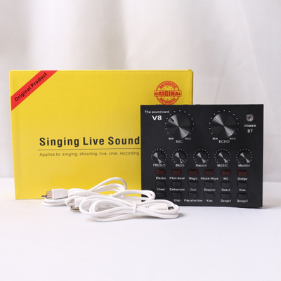 English version of V8 live sound card Bluetooth voice changer recording phone singing microphone Shouting Mai device karaoke details Picture