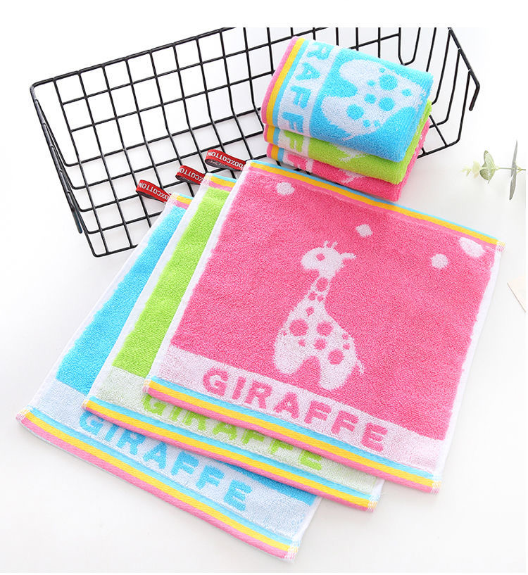 Pure cotton cartoon kindergarten small square towels, children's face wash and adult hand wipe square towels, soft and absorbent, wholesale small towels