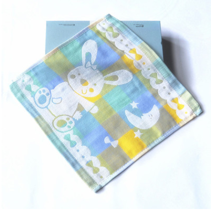 Pure cotton three-layer gauze square towel, all-cotton kindergarten children's small towel handkerchief, soft