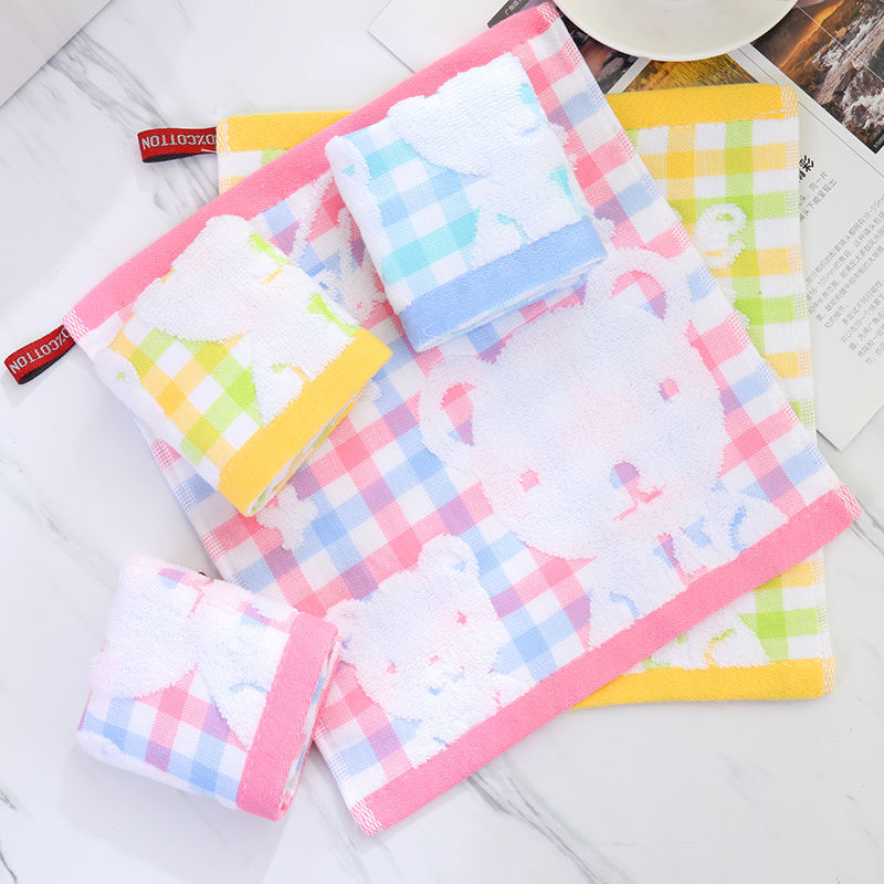 Children's pure cotton face towel, jacquard baby square towel, children's towel, soft, thickened, absorbent and non-shedding