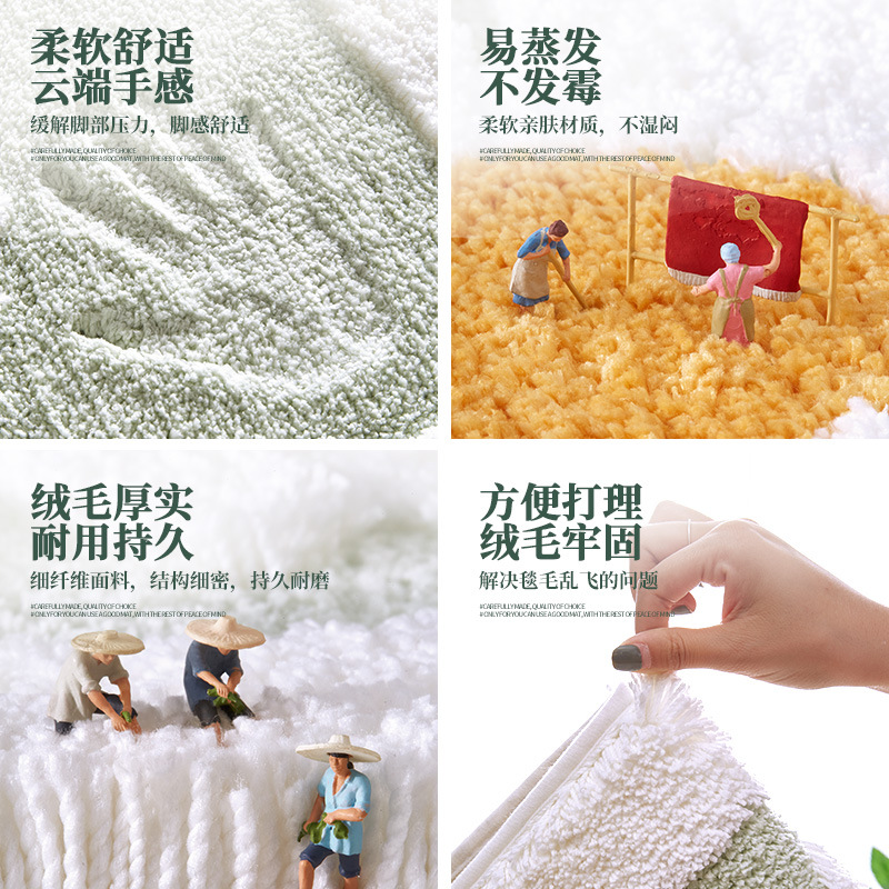 Children's crawling mat, Daisy flocking floor mat, home bathroom door carpet, bathroom anti-slip mat, absorbent foot mat details Picture