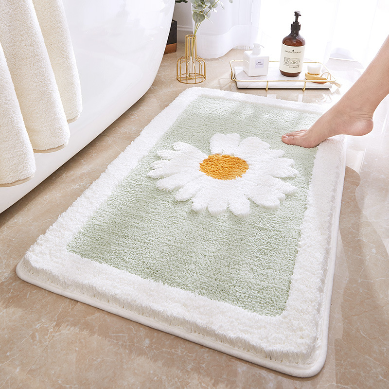 Children's crawling mat, Daisy flocking floor mat, home bathroom door carpet, bathroom anti-slip mat, absorbent foot mat