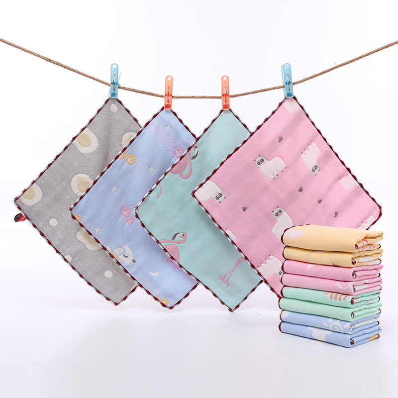 Pure cotton six layer cartoon jacquard multi-functional face towel square men's and women's treasures super soft skin friendly easy to wash and dry handkerchief thumbnail