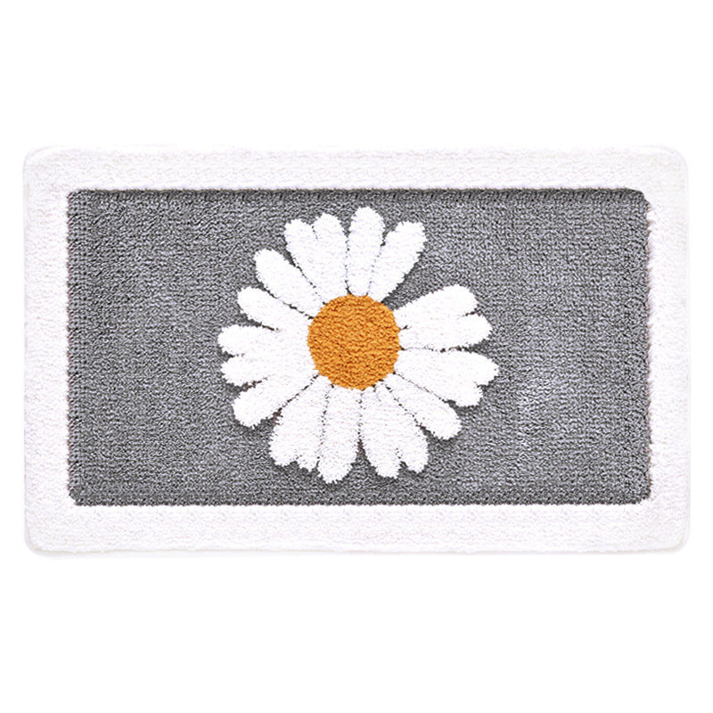 Children's crawling mat, Daisy flocking floor mat, home bathroom door carpet, bathroom anti-slip mat, absorbent foot mat Item Picture