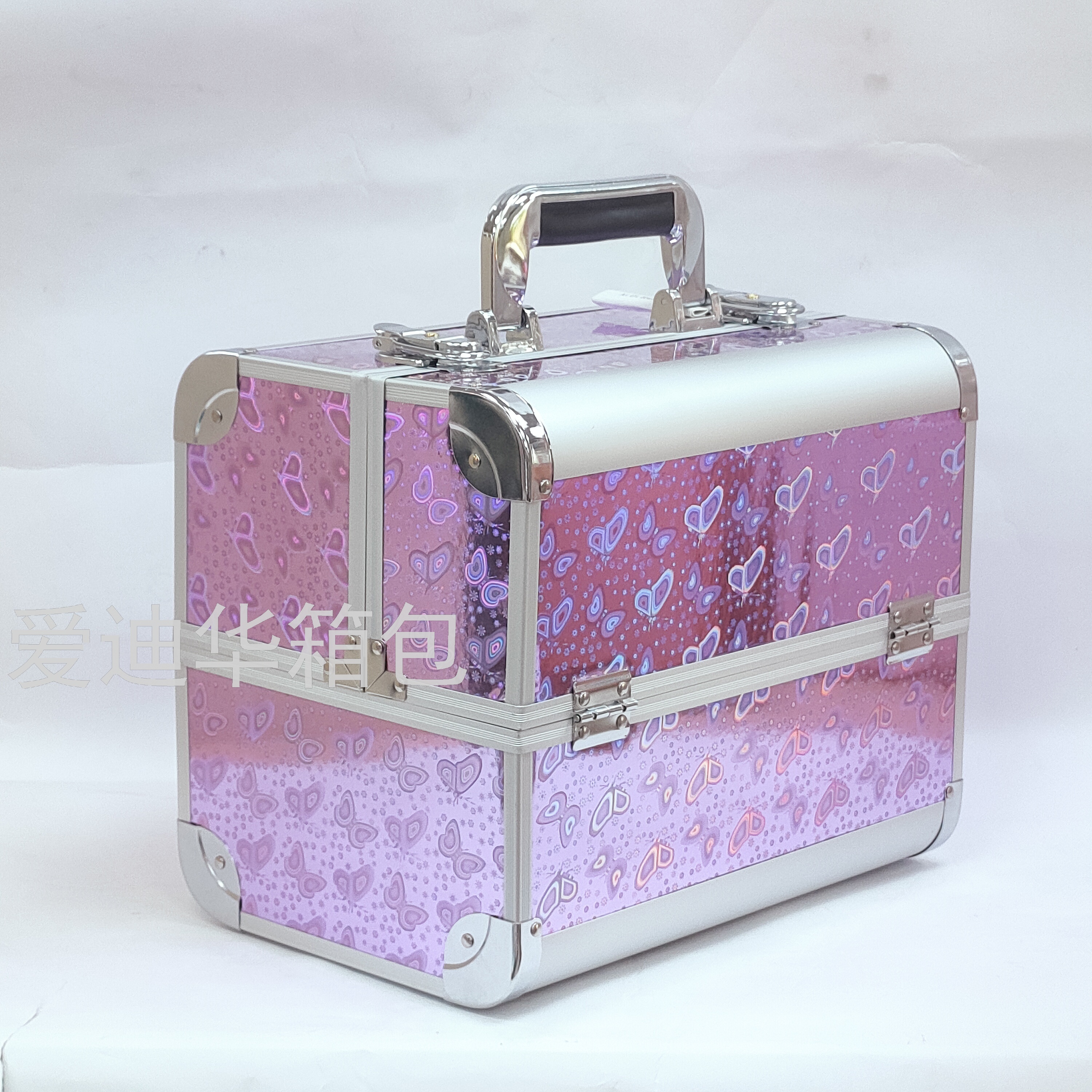 Aidihua 2021 New Butterfly Double Opening Box for Beauty, ear-picking and Makeup, large-capacity silver Aluminum makeup Aluminum case Application Scenario
