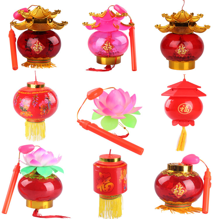 Wholesale of shining hexagonal lanterns for the Mid-Autumn Festival of the Year of the Tiger, children's music cartoon hand-held lanterns, glowing toys and small lanterns full figure
