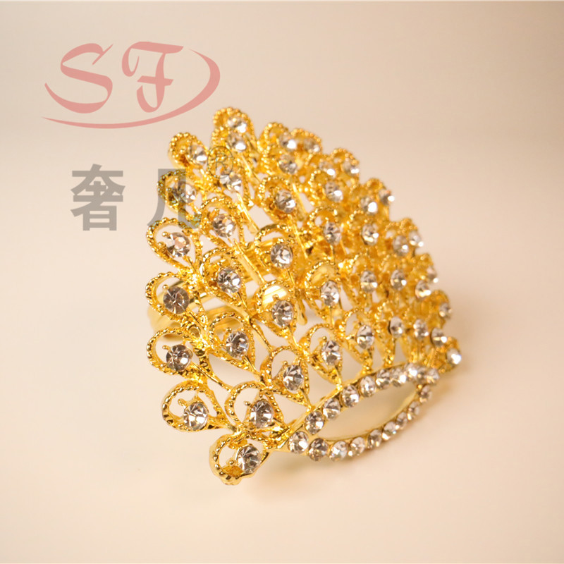 西式创意金属餐巾环 酒店餐桌圆形合金餐巾扣 珍珠镶钻餐巾圈批发