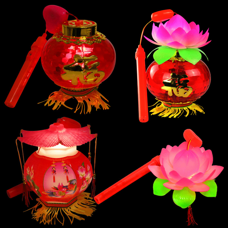 Wholesale of shining hexagonal lanterns for the Mid-Autumn Festival of the Year of the Tiger, children's music cartoon hand-held lanterns, glowing toys and small lanterns details Picture