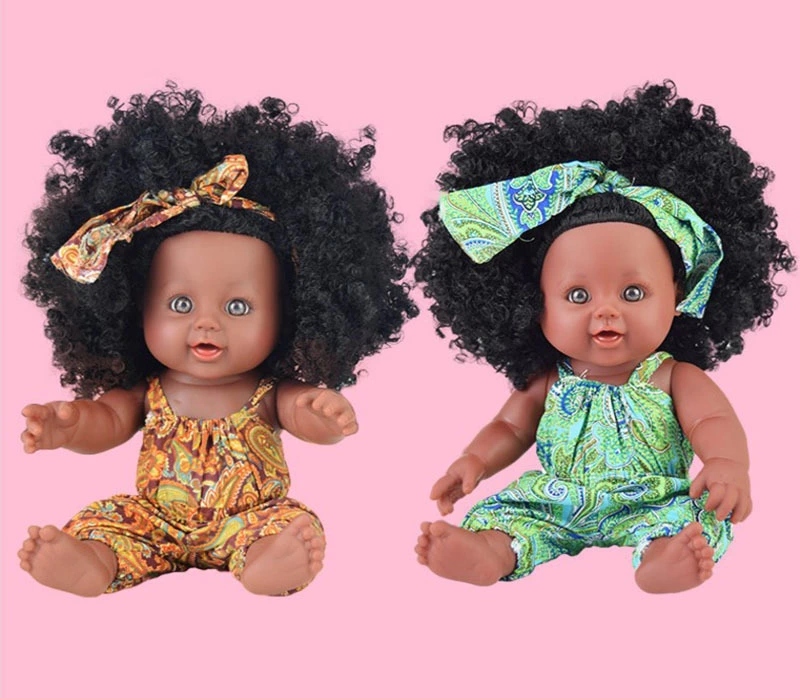 30 cm Black princess African doll, reborn vinyl figurine, bath toy, simulated baby doll details Picture