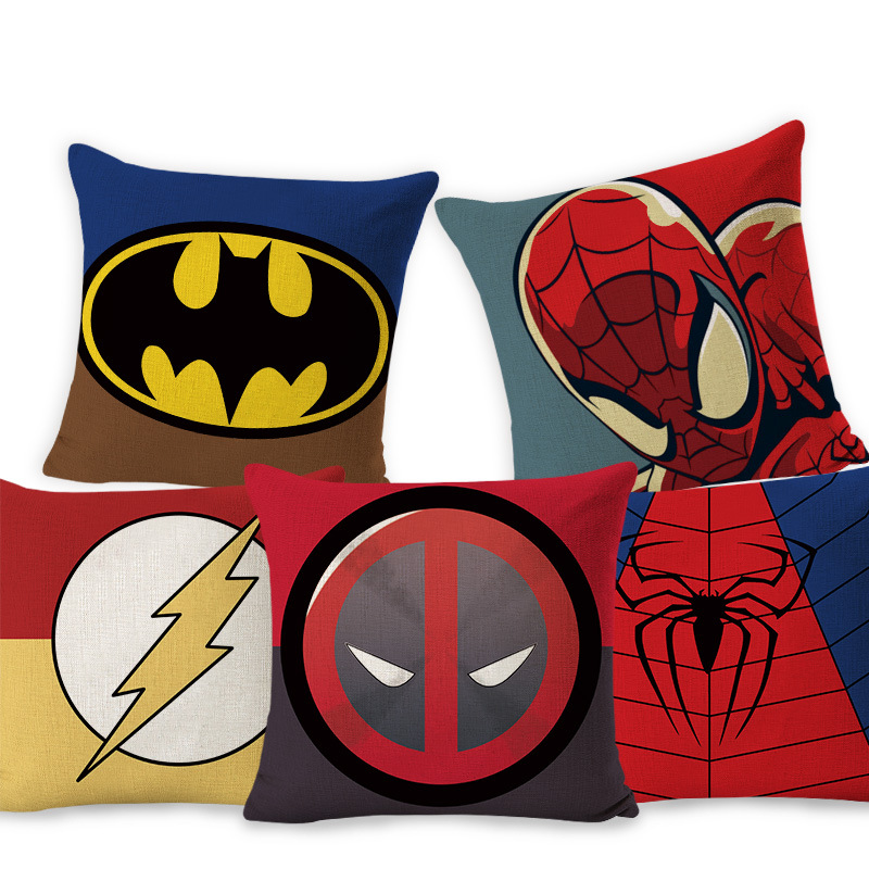 New linen custom-made pillowcases featuring superhero cushions, Captain America, and Iron Man, with pictures provided Specification image