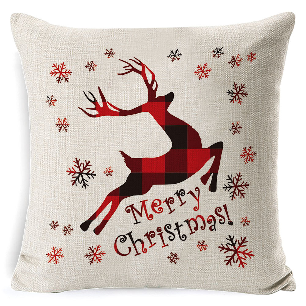 Christmas pillowcase, linen peach skin fleece sofa pillow, lumbar pillow cushion cover, new Amazon cross-border pillowcase details Picture