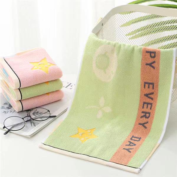 Children's face towel pure cotton rectangle child student wipe bath soft absorbent star cute cartoon thumbnail