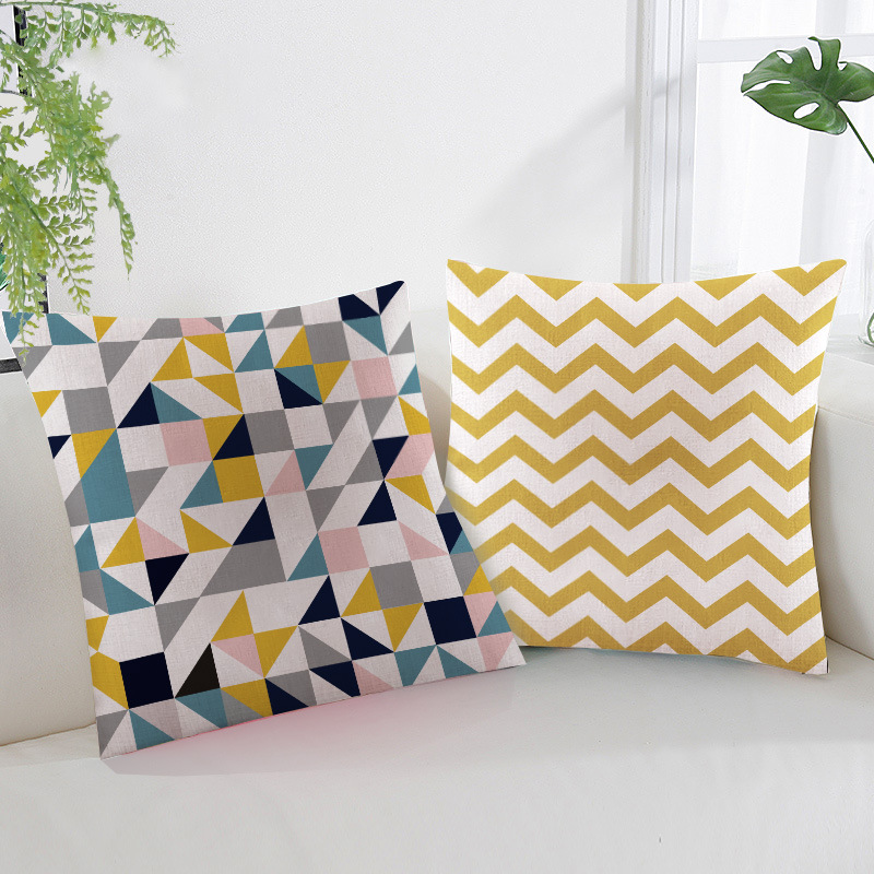 Nordic checkered Amazon bestseller linen short plush solid color checkered cushion pillowcase souvenir custom pillow Specification image