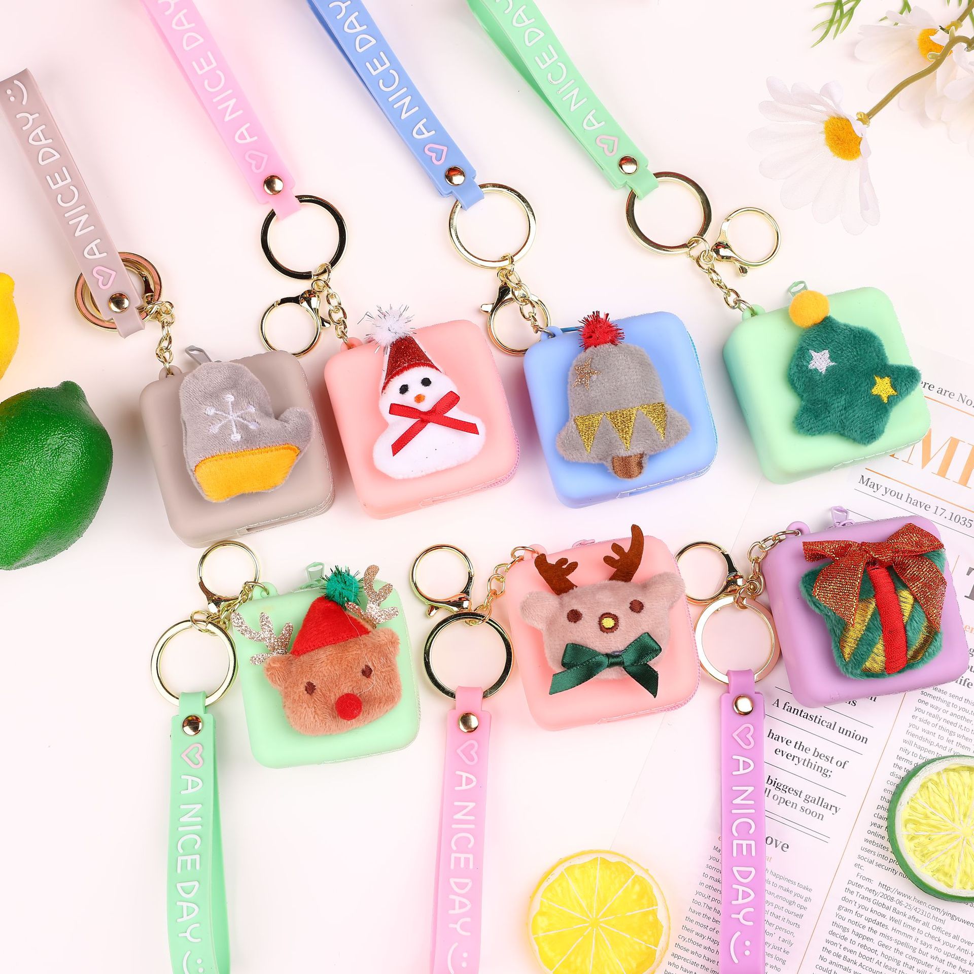 Christmas series silicone bag children's cartoon silicone purse network red mini small backpack mini key bag
