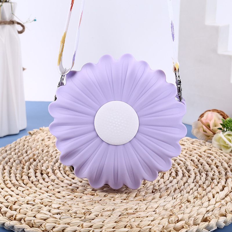 Sunflower coin purse, trendy kids crossbody new children's single-shoulder bag, silicone small bags for boys and girls, Korean version Specification image