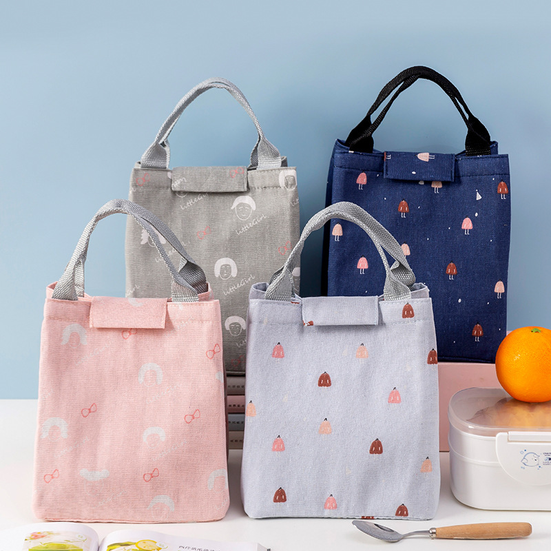 联诚仿麻系列大号保温包 铝箔加厚保温保鲜饭盒袋 手提带饭便当包