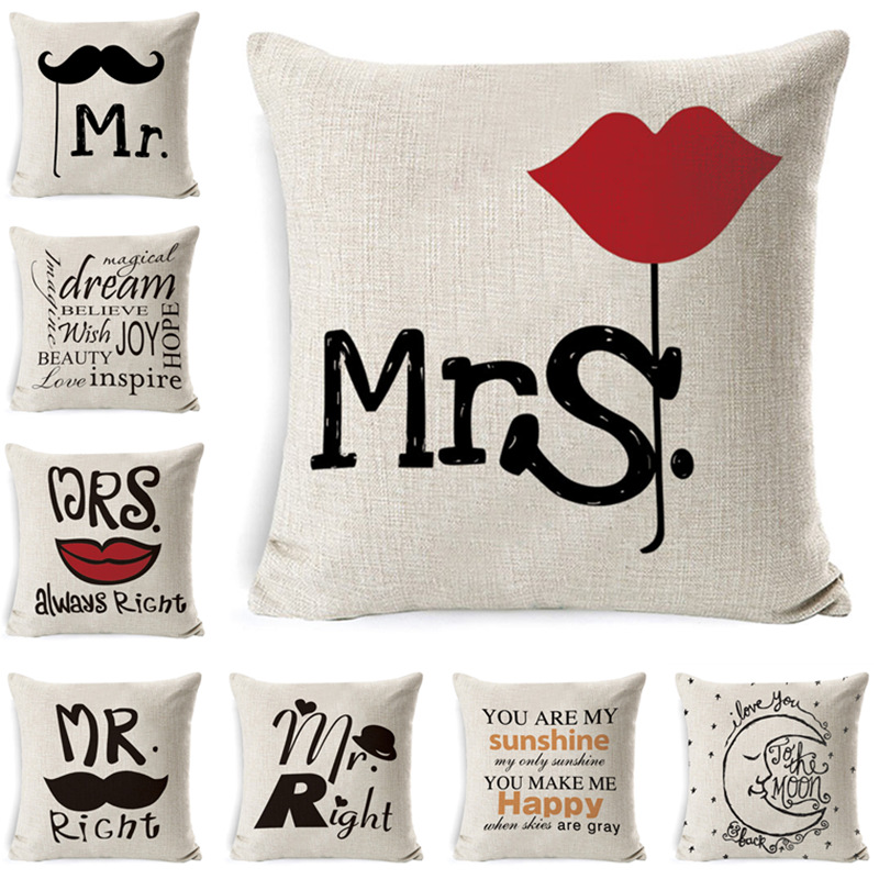 Valentine's Day pillowcase cross-border Amazon new English letter pillow sofa linen super soft cushion cover