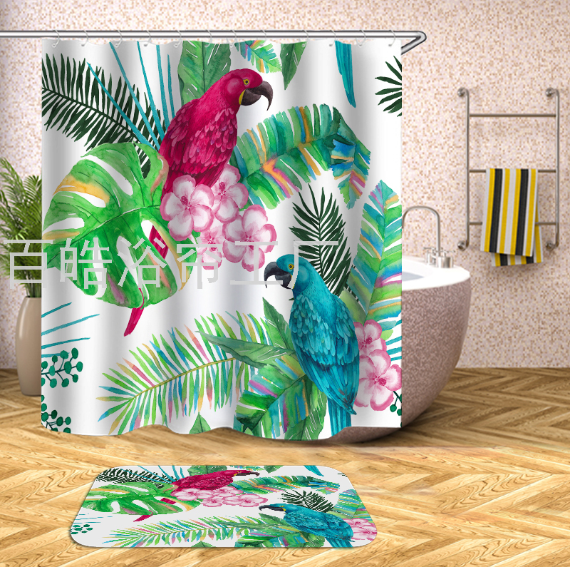 Baihao digital polyester bathroom shower curtain waterproof cloth toilet curtain anti-mold curtain door curtain partition curtain shower curtain Item Picture