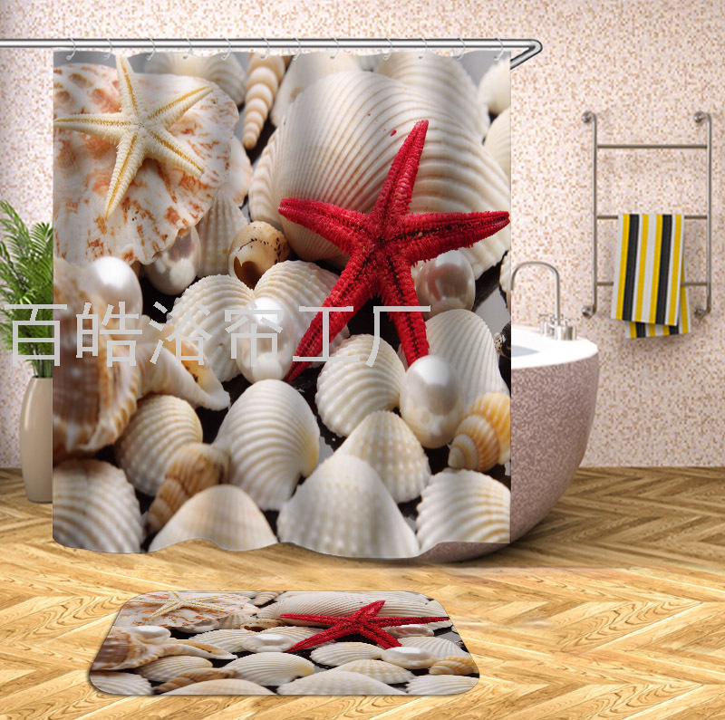 Baihao digital polyester bathroom shower curtain waterproof toilet curtain mildew resistant curtain door curtain partition curtain shower curtain