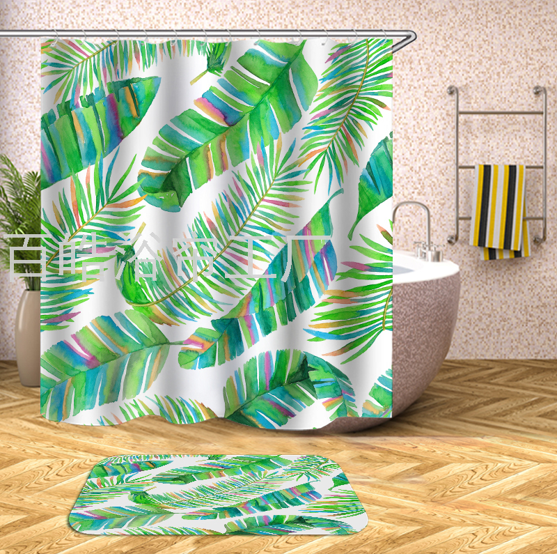 Baihao digital polyester bathroom shower curtain waterproof cloth toilet curtain anti-mold curtain door curtain partition curtain shower curtain Specification drawing