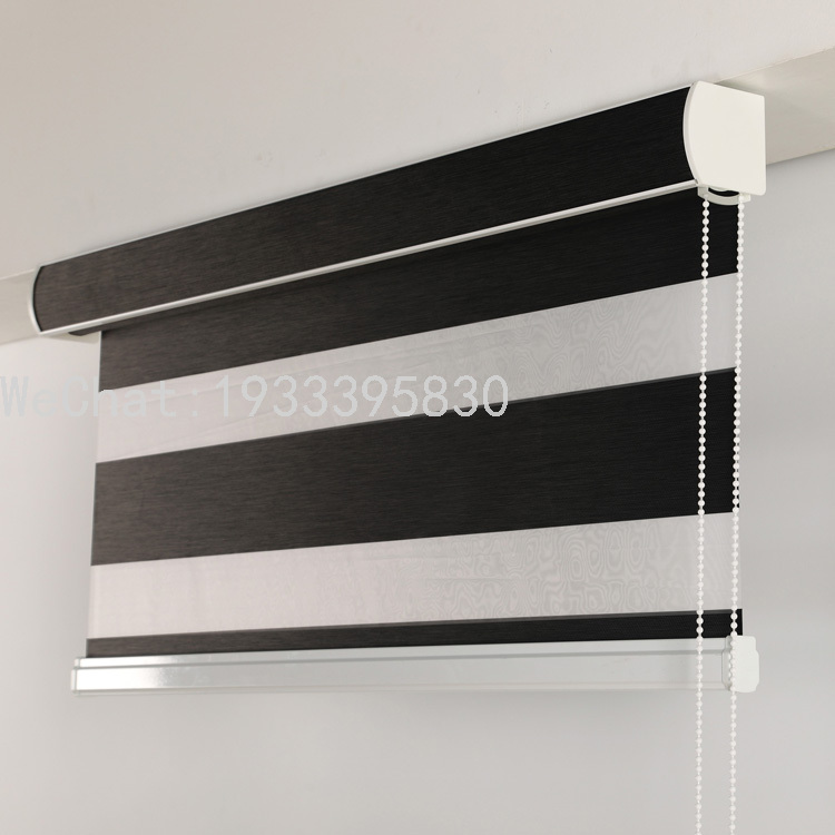 Day and night curtains, soft gauze curtains, roller blinds, office and meeting room dimming curtains, lifting double-layer blinds, blackout black Application Scenario