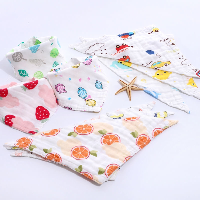 Seis capas de gasa de algodón baby babble toalla baby triangle toalla niños babero Item Picture